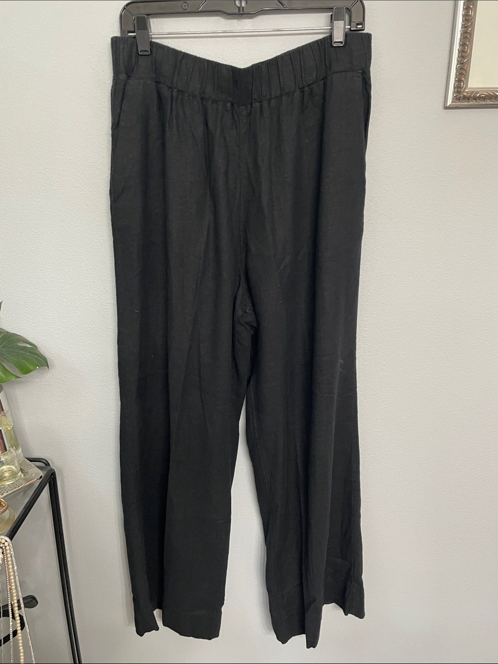 Abercrombie & Fitch Black Wide Leg Linen Blend Pants L